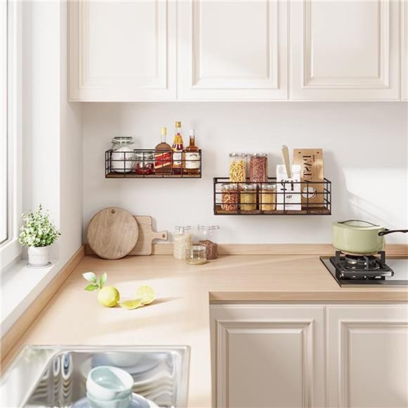 Hanging Floating Shelves, 4 Sets of Wall Mounted Shelves for Wall Storage - Picture 2 of 5